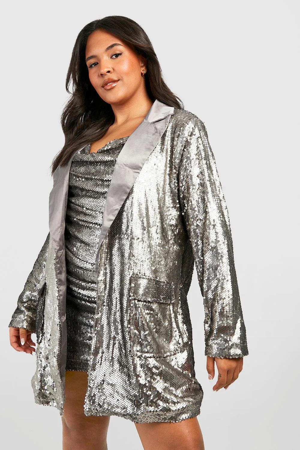 Plus Sequin Blazer & Mini Dress Two-Piece