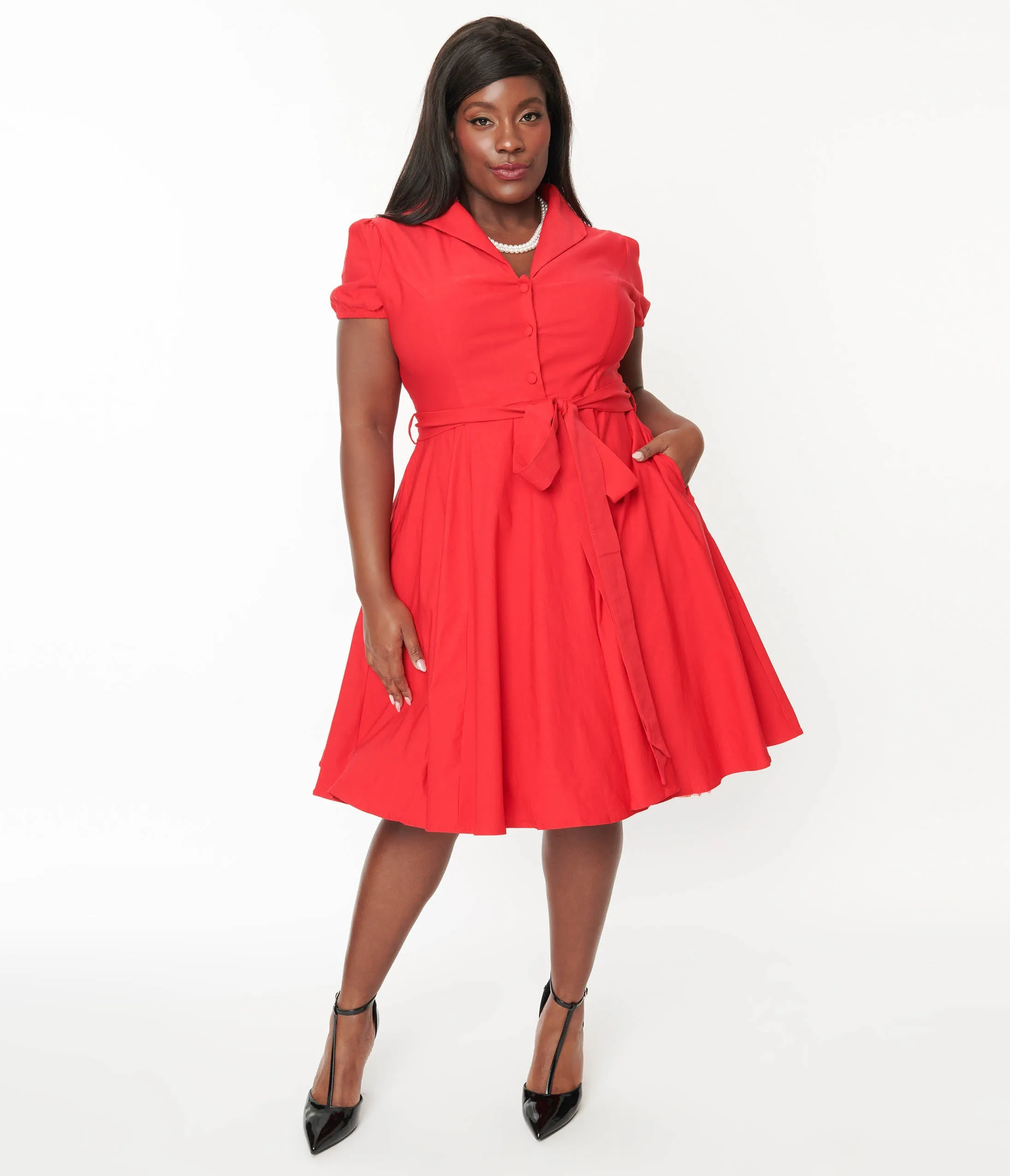 Plus Size Lady In Red Monroe Swing Dress