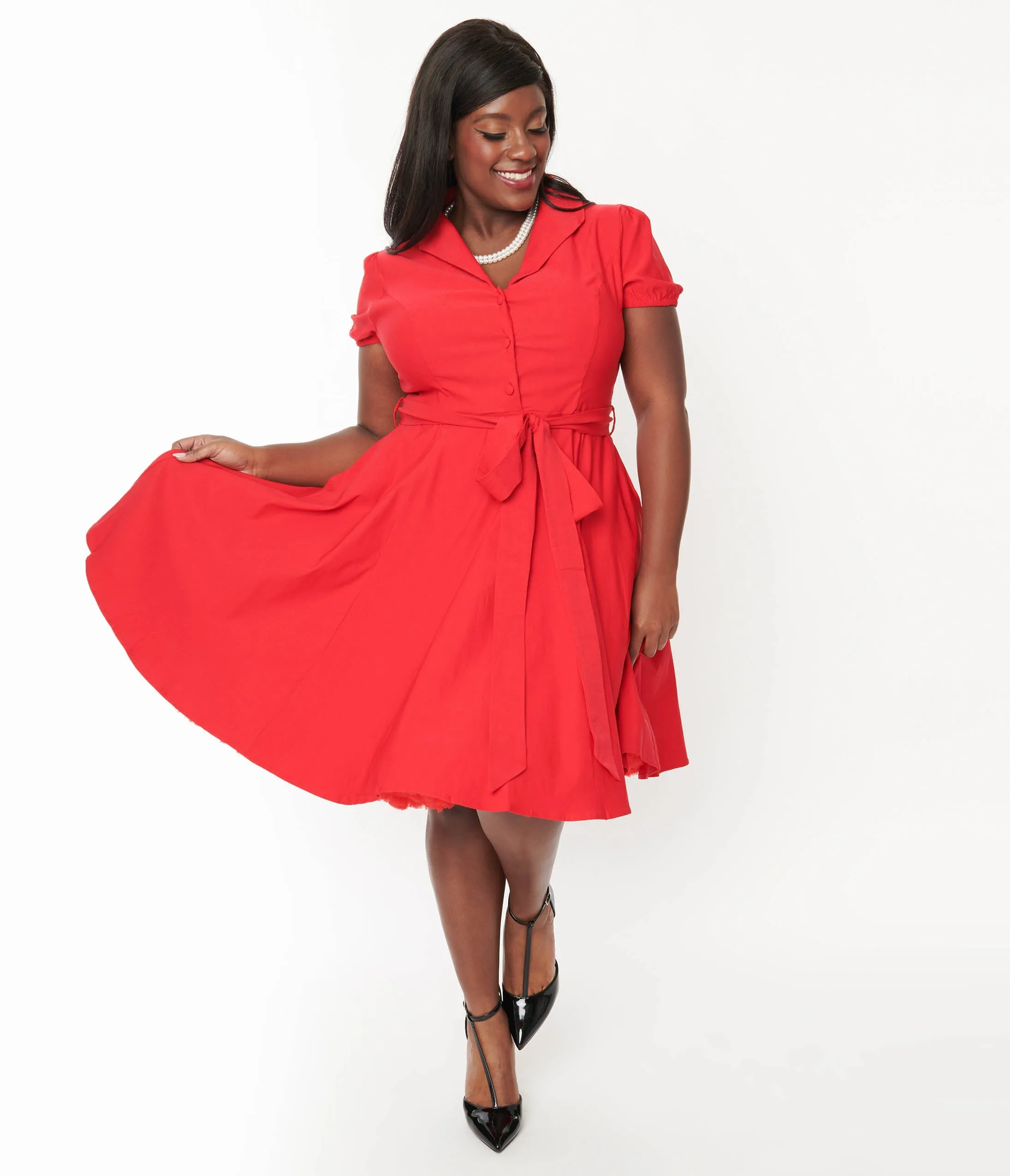 Plus Size Lady In Red Monroe Swing Dress