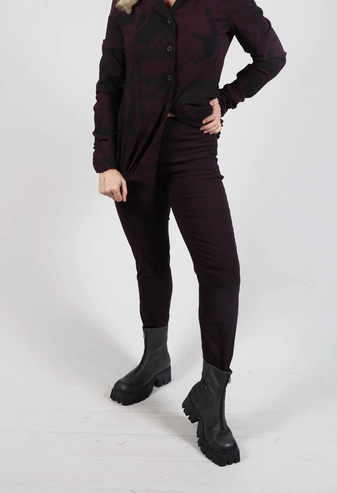 Pull On Skinny Fit Trousers in Ruby Print