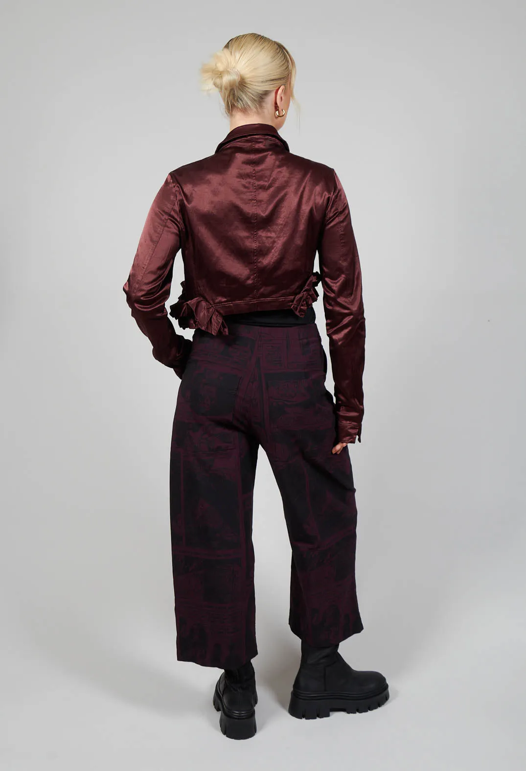 Pull On Straight Leg Trousers in Ruby Comic