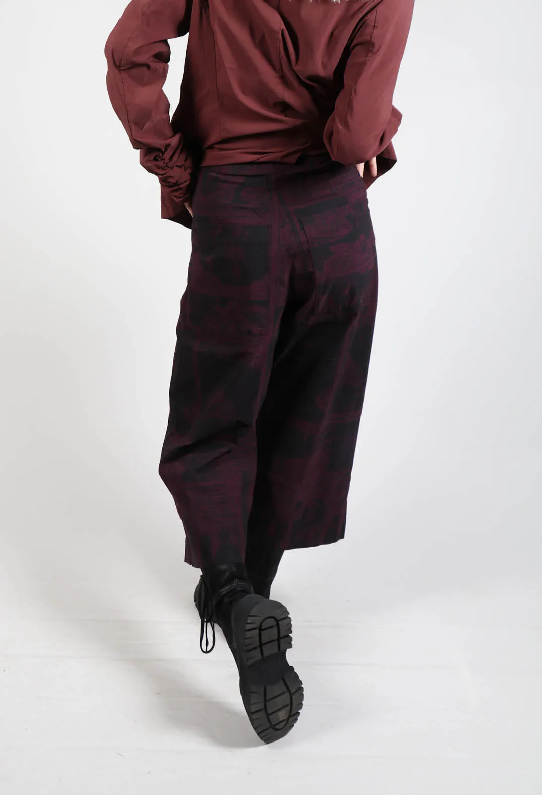 Pull On Straight Leg Trousers in Ruby Comic