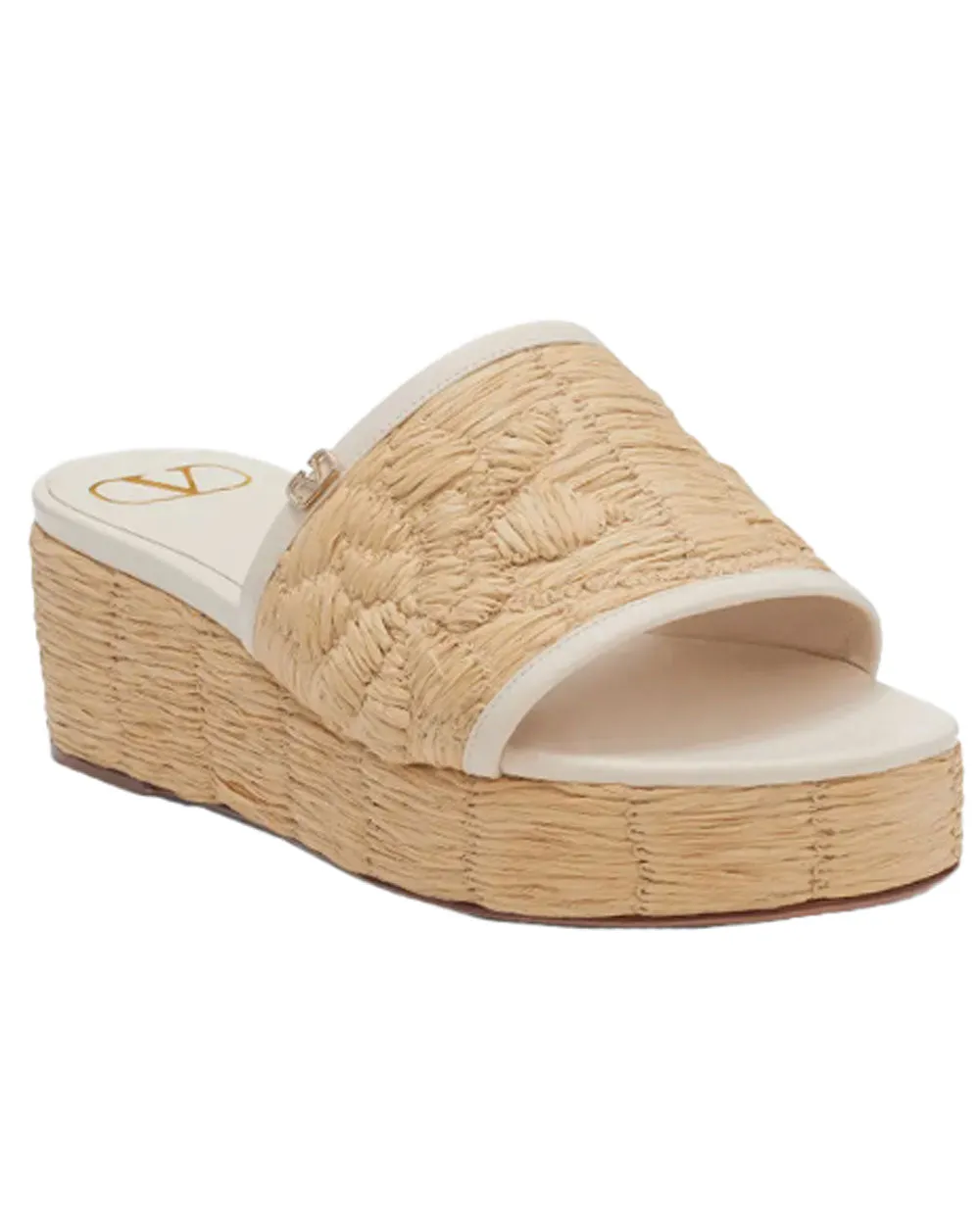 Raflower Platform Wedge Sandal in Ivory and Natural