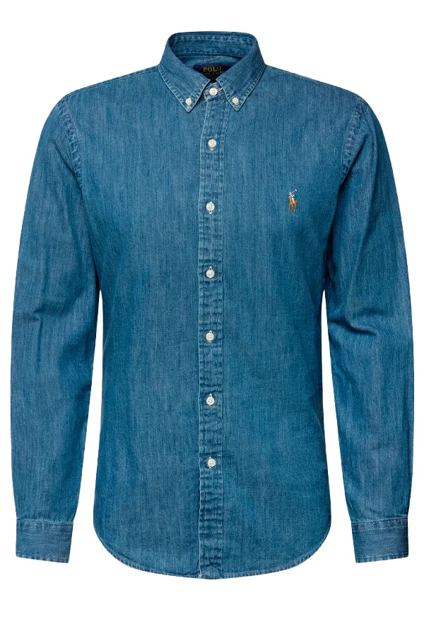 Ralph Lauren Chambray Denim Shirt Washed Dark Blue