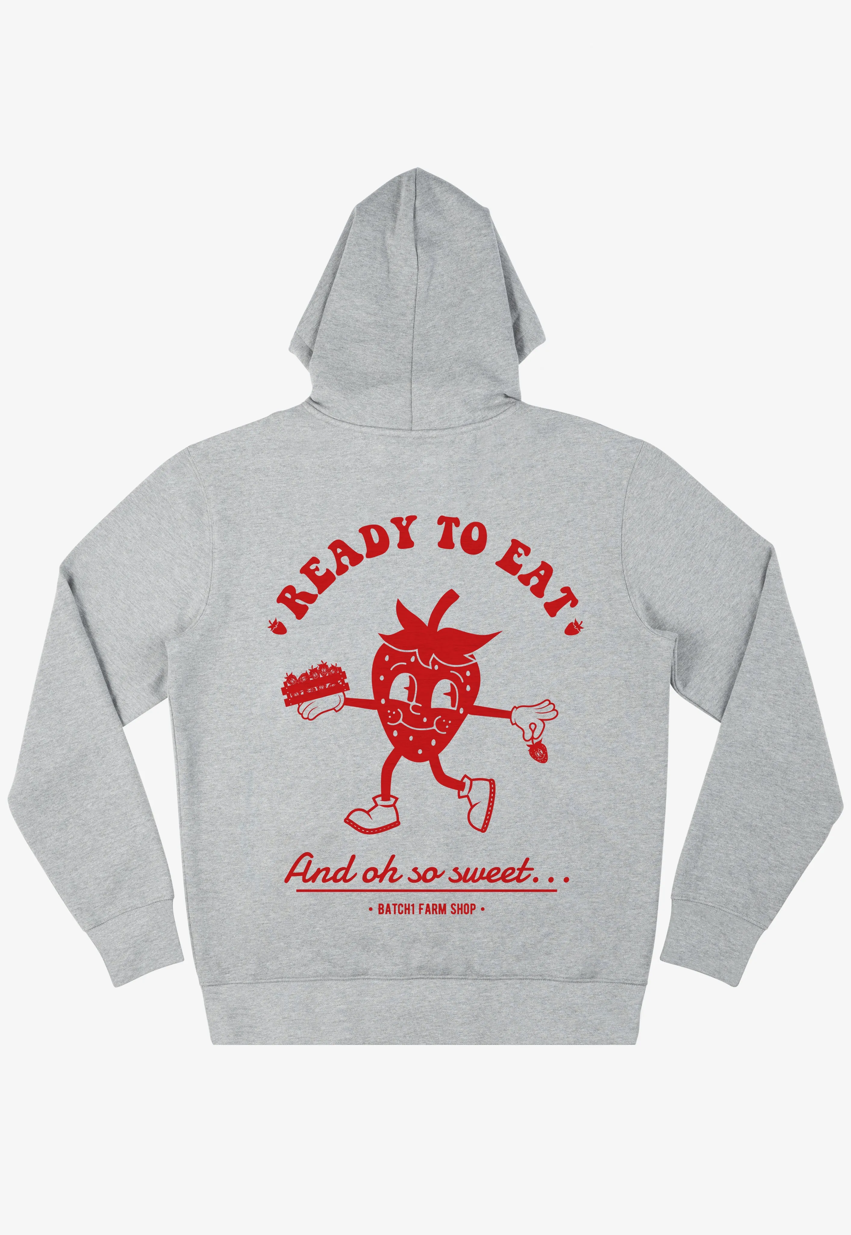 Ready To Eat Strawberry Graphic Hoodie in Grey