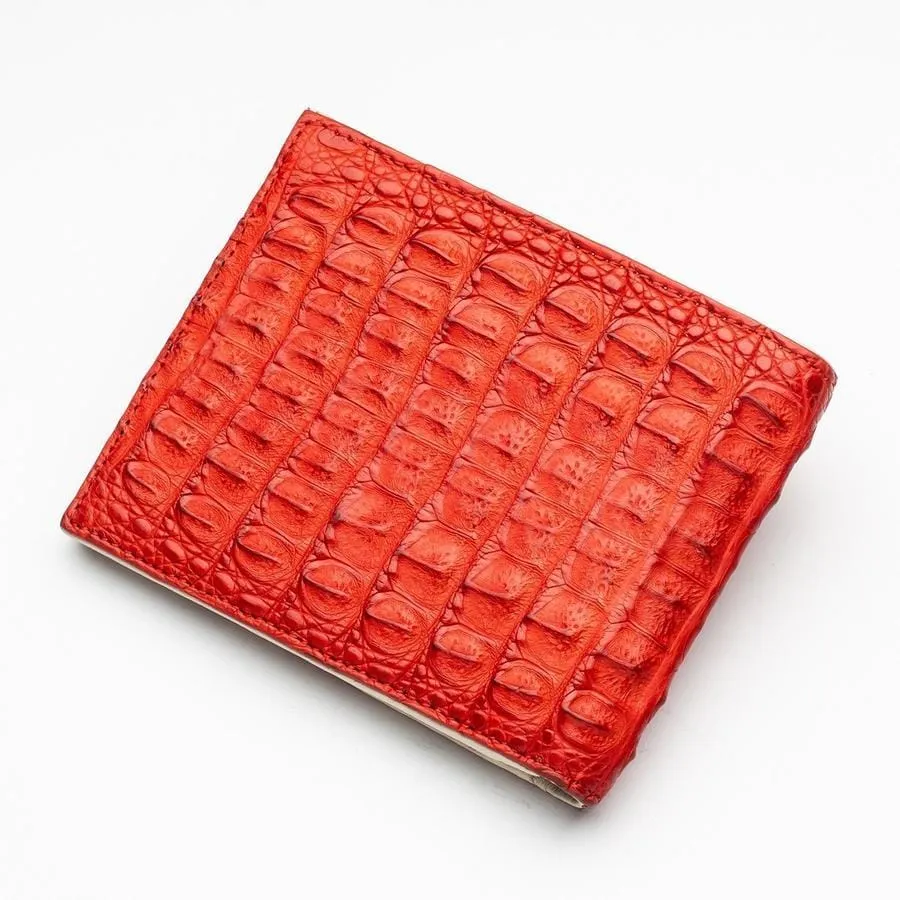 Red Genuine Crocodile Hornback Skin Leather Men's Wallet