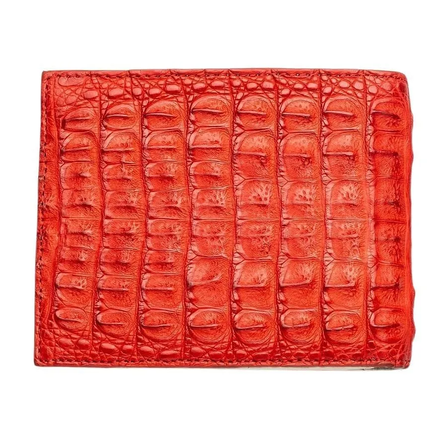 Red Genuine Crocodile Hornback Skin Leather Men's Wallet