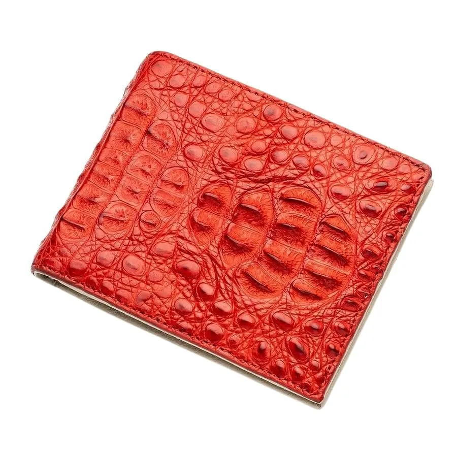 Red Genuine Crocodile Hornback Skin Leather Men's Wallet