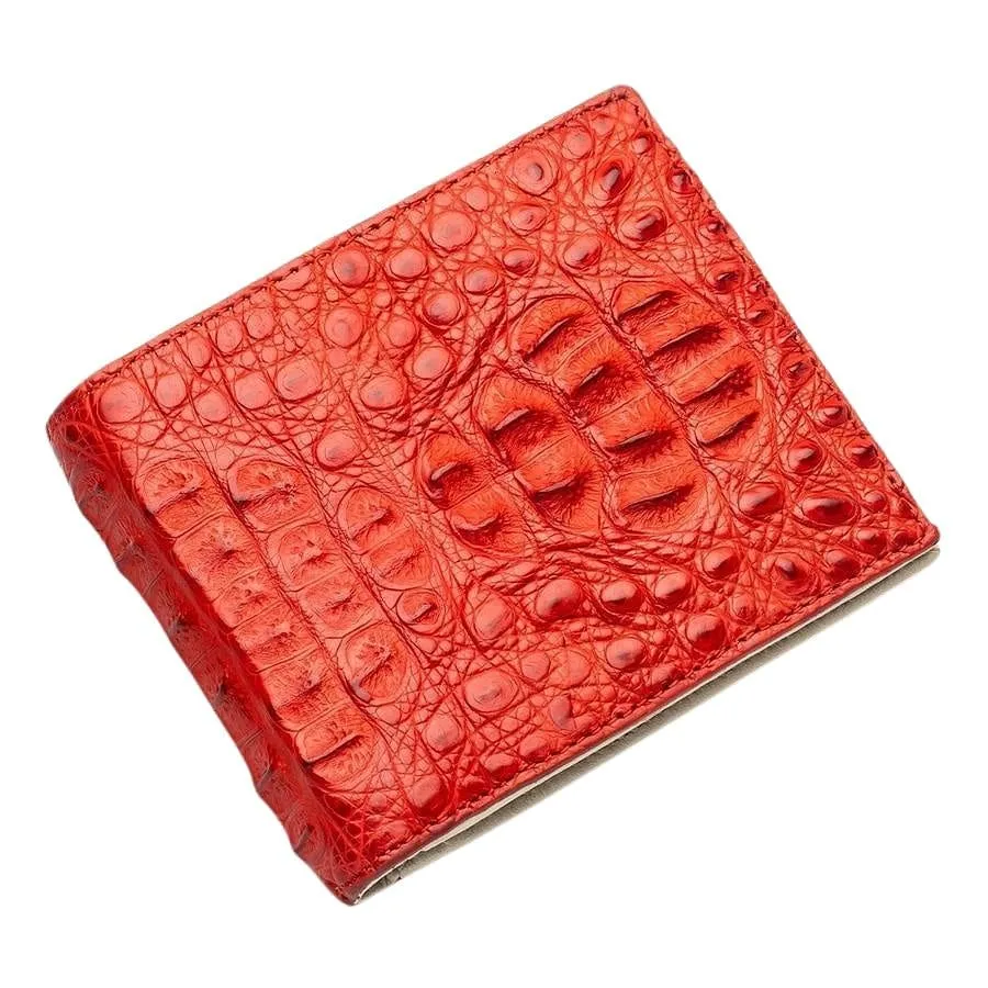 Red Genuine Crocodile Hornback Skin Leather Men's Wallet