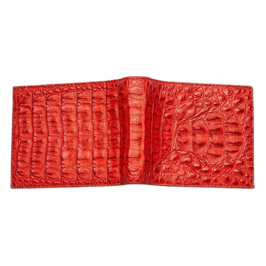 Red Genuine Crocodile Hornback Skin Leather Men's Wallet