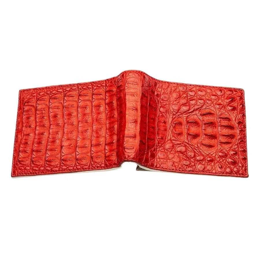 Red Genuine Crocodile Hornback Skin Leather Men's Wallet