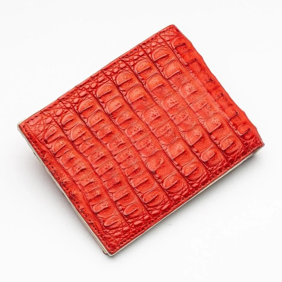 Red Genuine Crocodile Hornback Skin Leather Men's Wallet