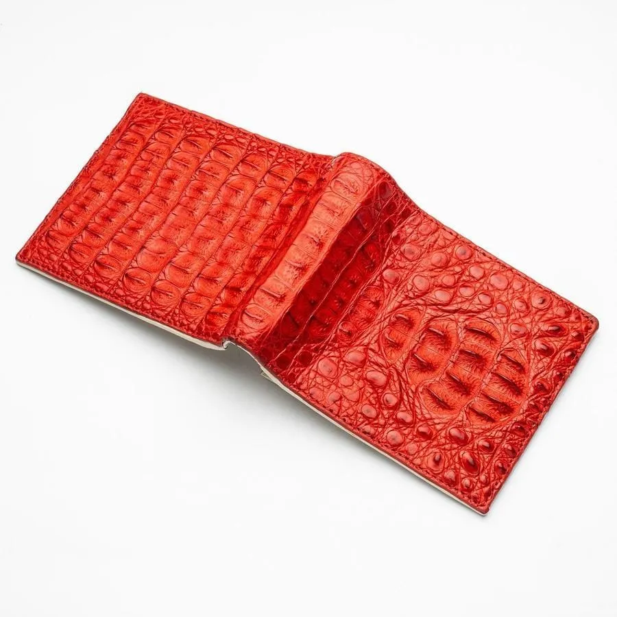 Red Genuine Crocodile Hornback Skin Leather Men's Wallet