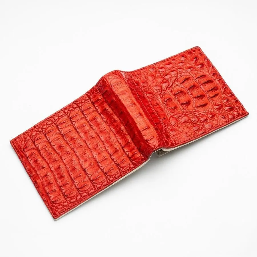 Red Genuine Crocodile Hornback Skin Leather Men's Wallet