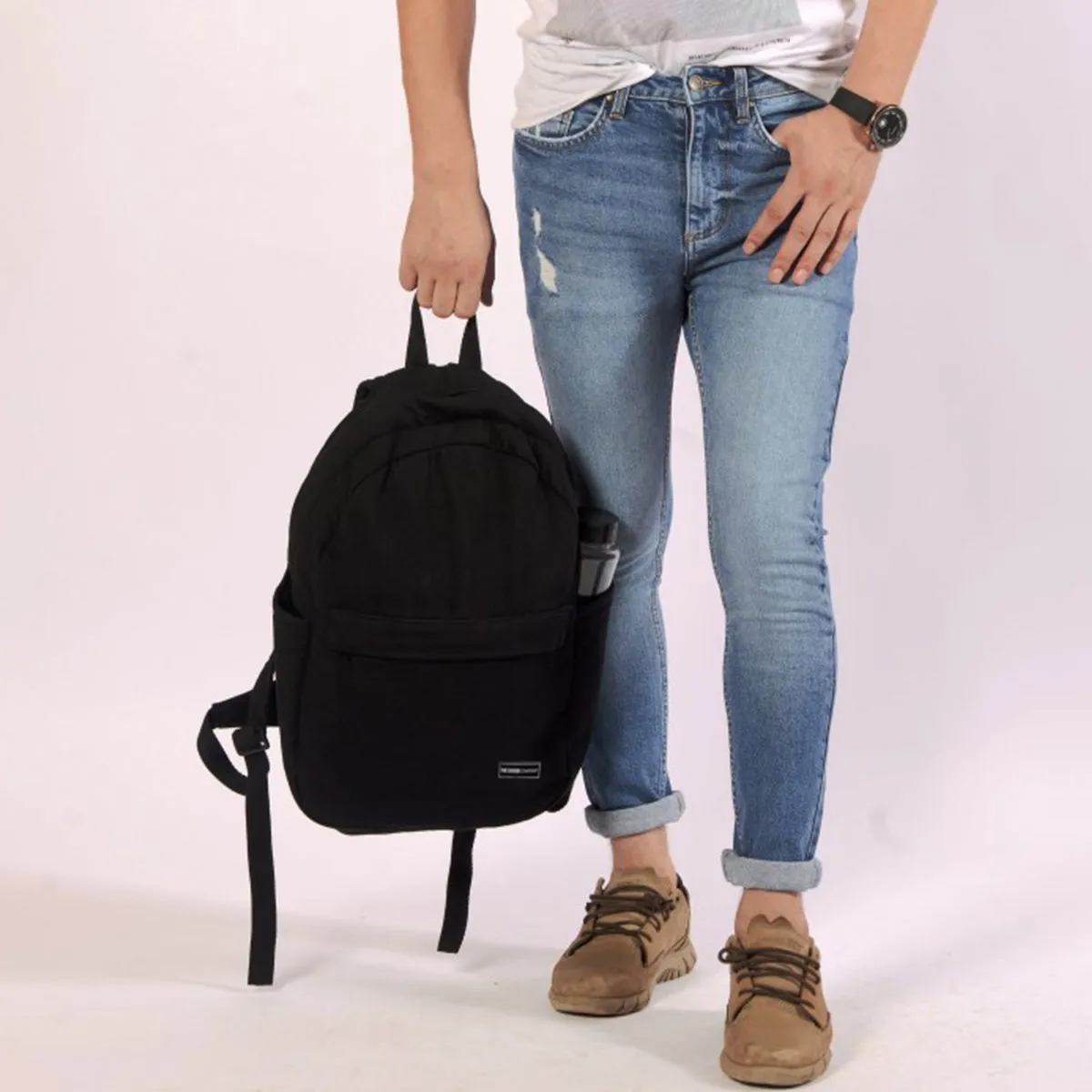 Single Zip Backpack (Black)