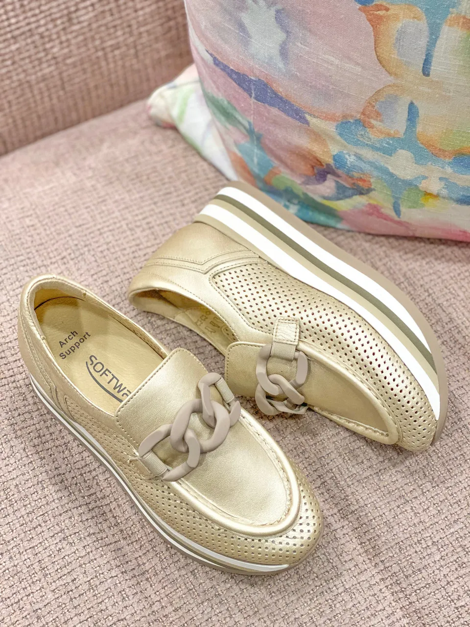 Softwaves Cassie Slip-On Sneaker- Gold/Platino