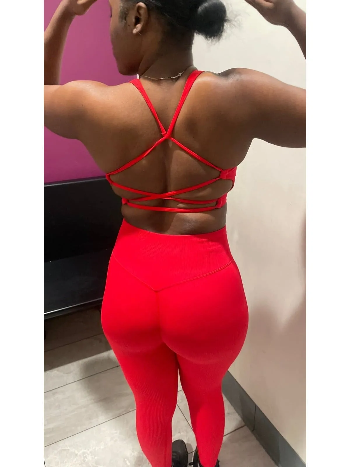 Strappy Back Ribbed Leggings Set