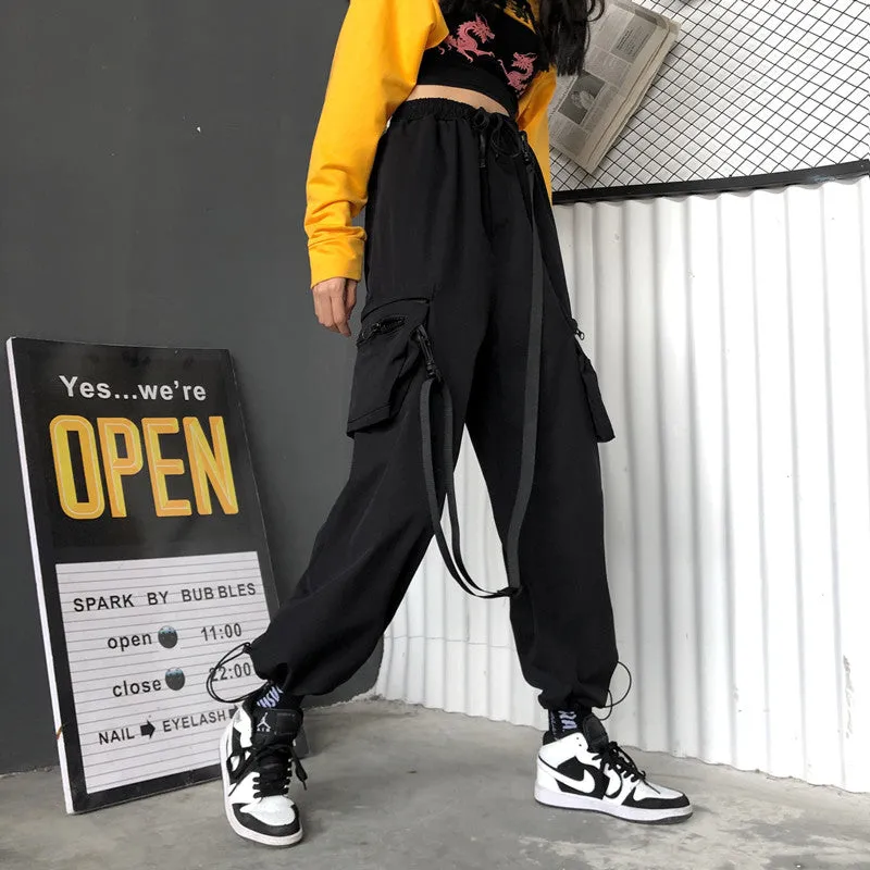 STREET RETRO POCKET WIDE LEG CASUAL PANTS BY63060