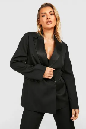 Tailored Power Shoulder Tuxedo Blazer