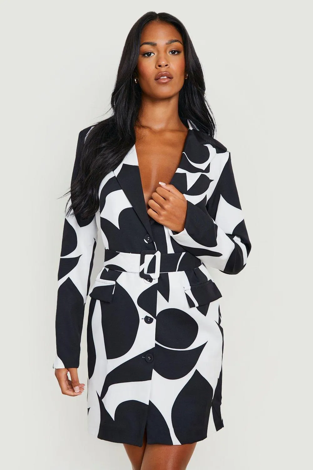 Tall Mono Print Blazer Dress