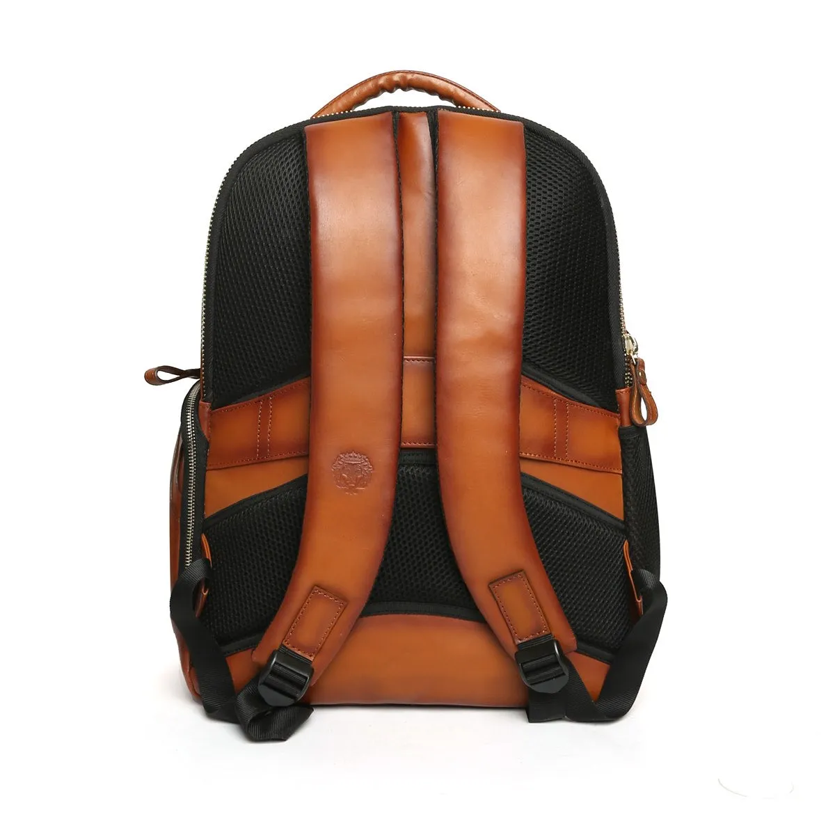 Tan Leather Backpack with Front Padded Diamond Stitched By Brune & Bareskin