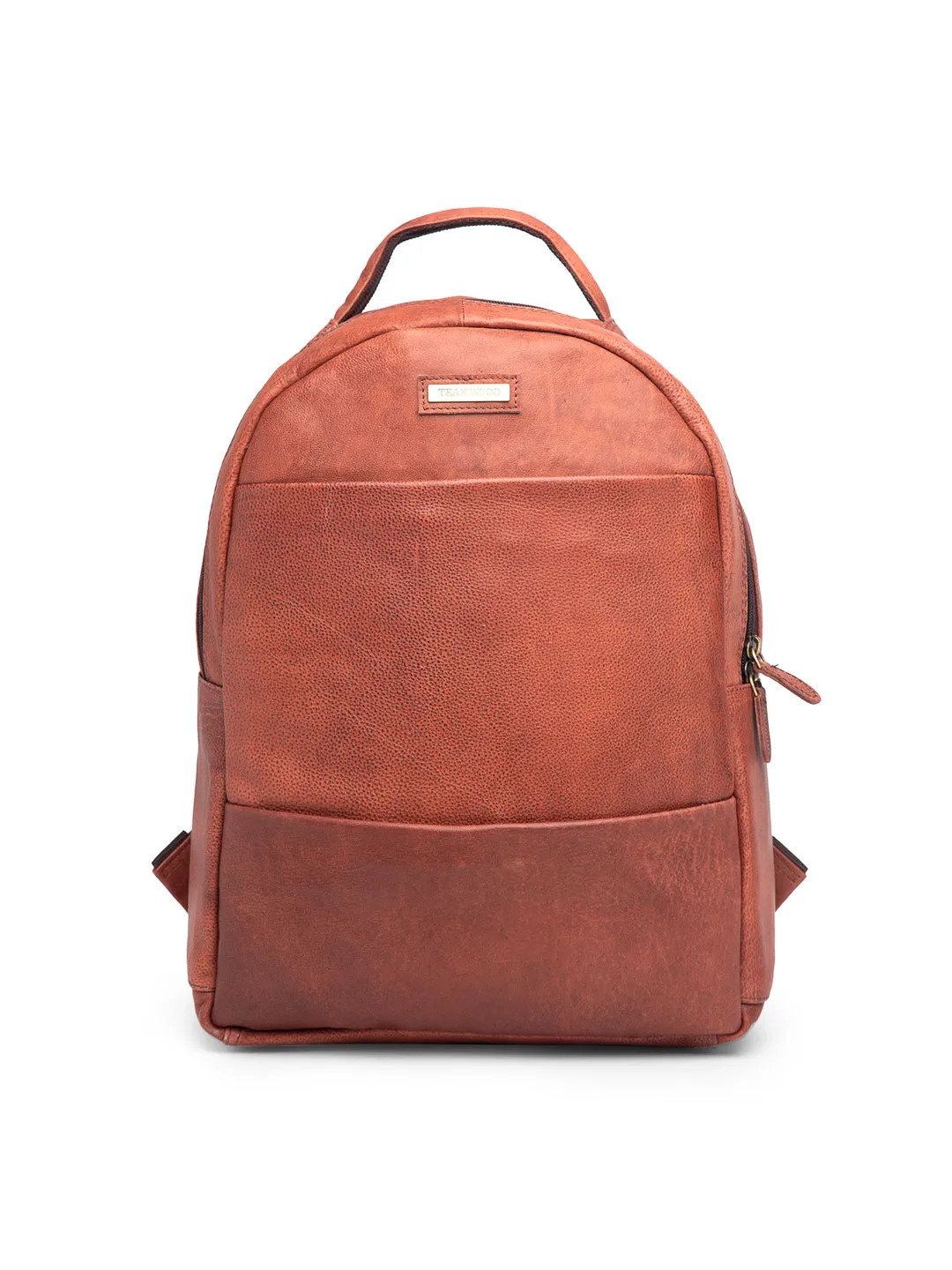 Teakwood Unisex Genuine Leather Tan Solid Backpack||Unisex Laptop Bag/Backpack