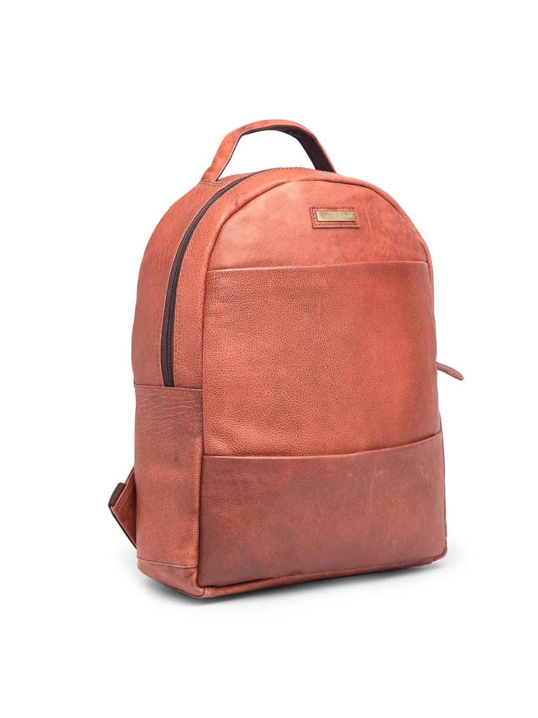 Teakwood Unisex Genuine Leather Tan Solid Backpack||Unisex Laptop Bag/Backpack