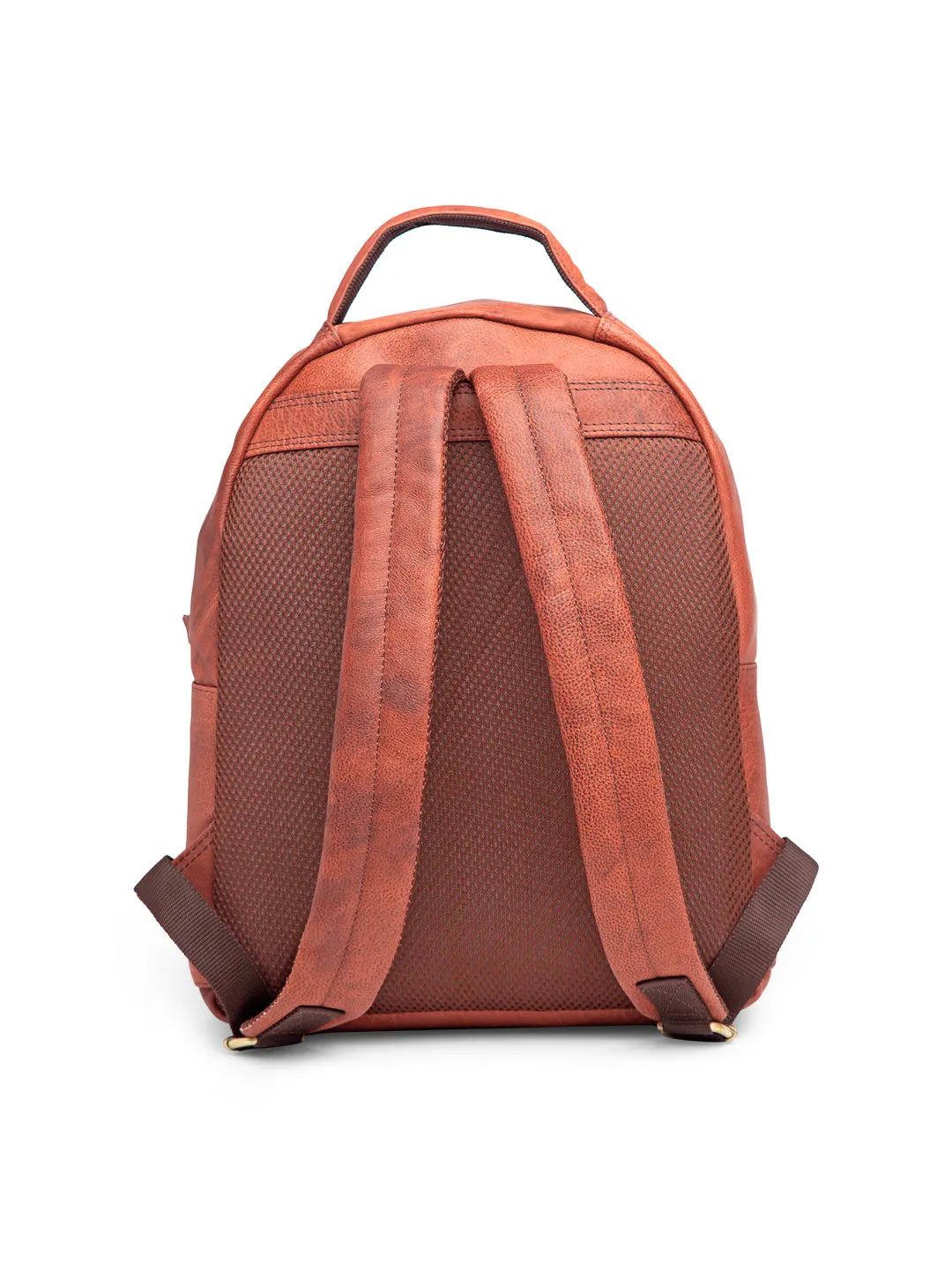 Teakwood Unisex Genuine Leather Tan Solid Backpack||Unisex Laptop Bag/Backpack