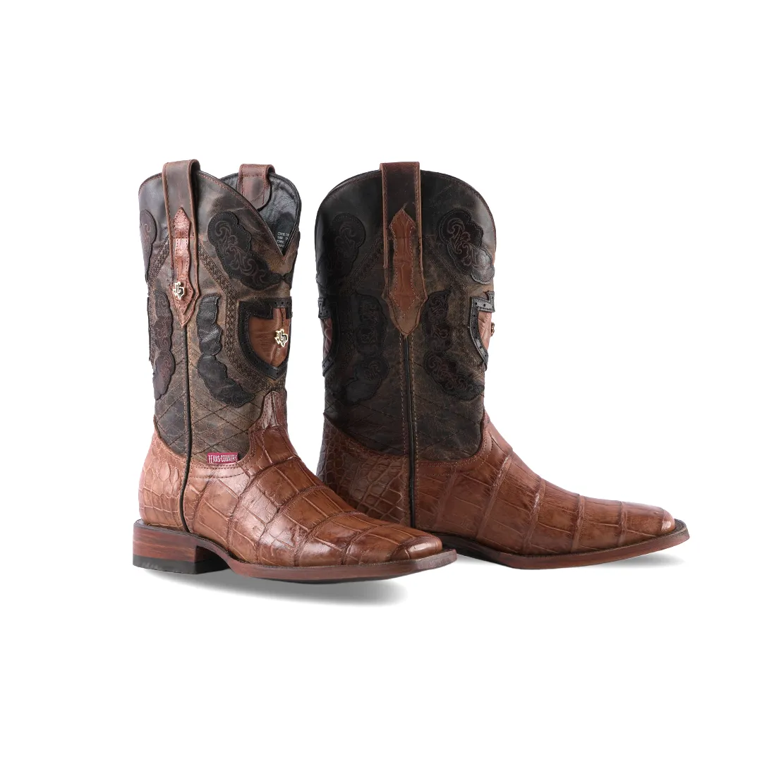 Texas Country Exotic Boot AP50 Alligator Cola Antique Saddle Square Toe