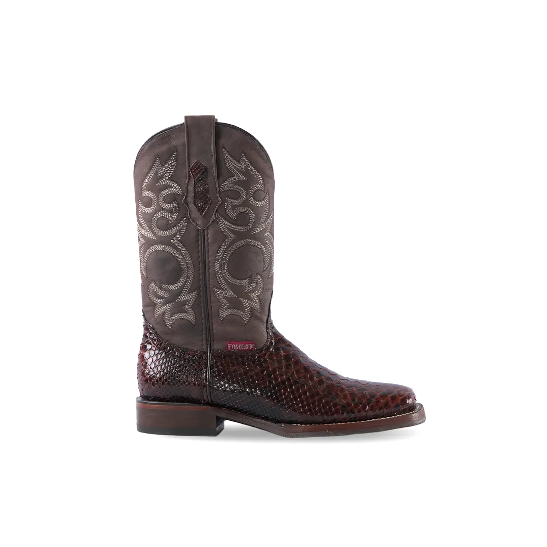 Texas Country Exotic Boot PS Python Tabaco Square Toe