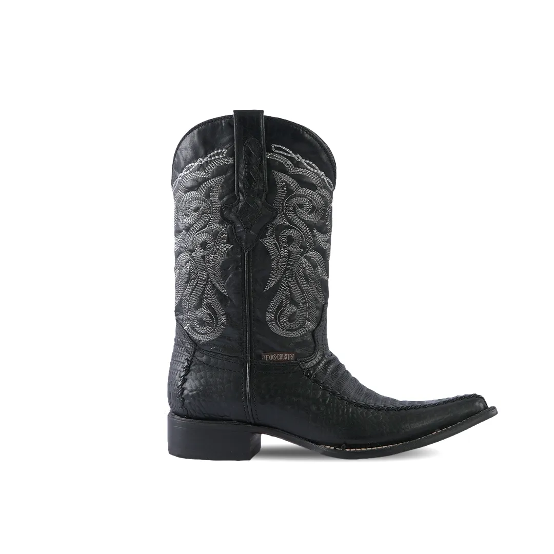 Texas Country Western Boot Lizard Black Versy Toe E201