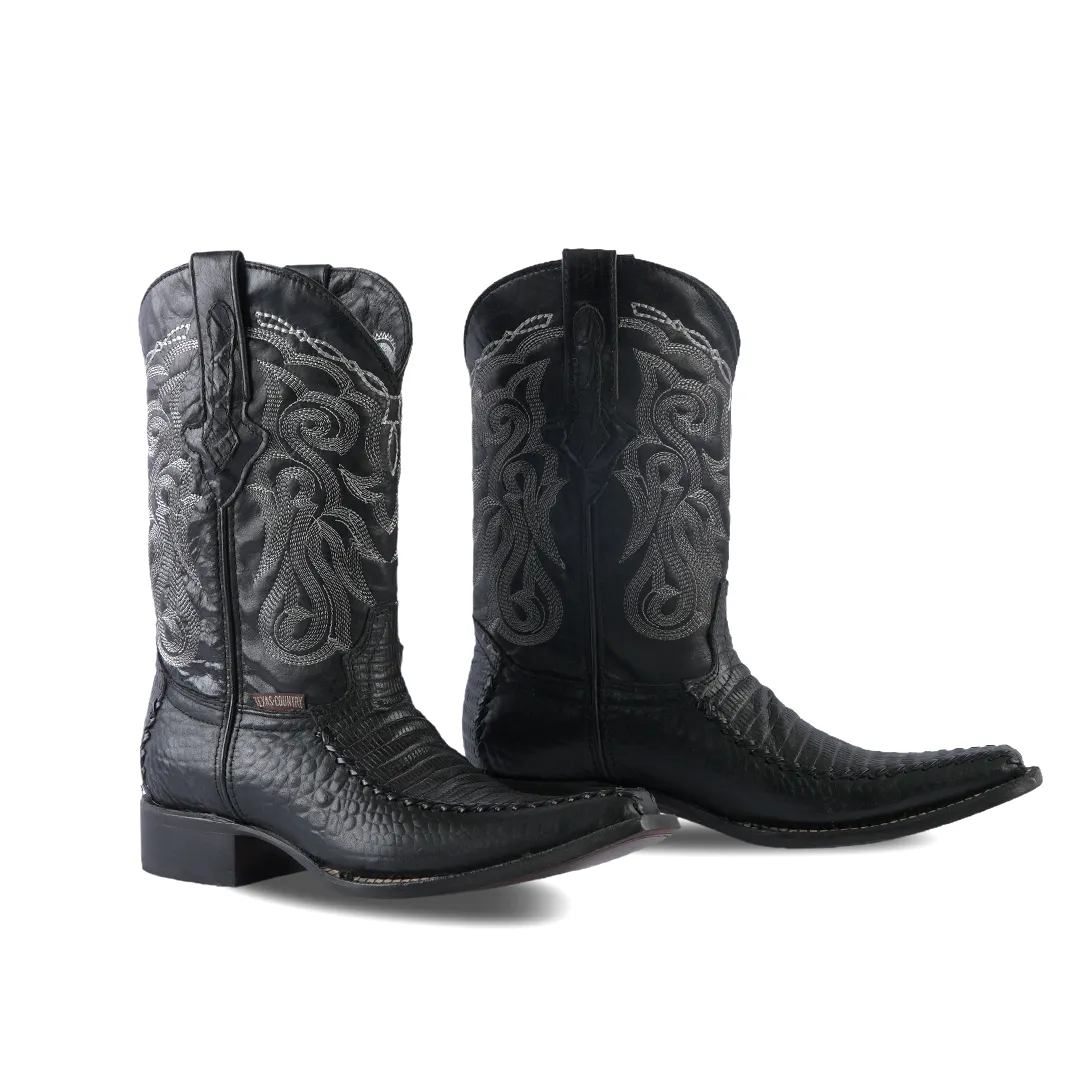 Texas Country Western Boot Lizard Black Versy Toe E201