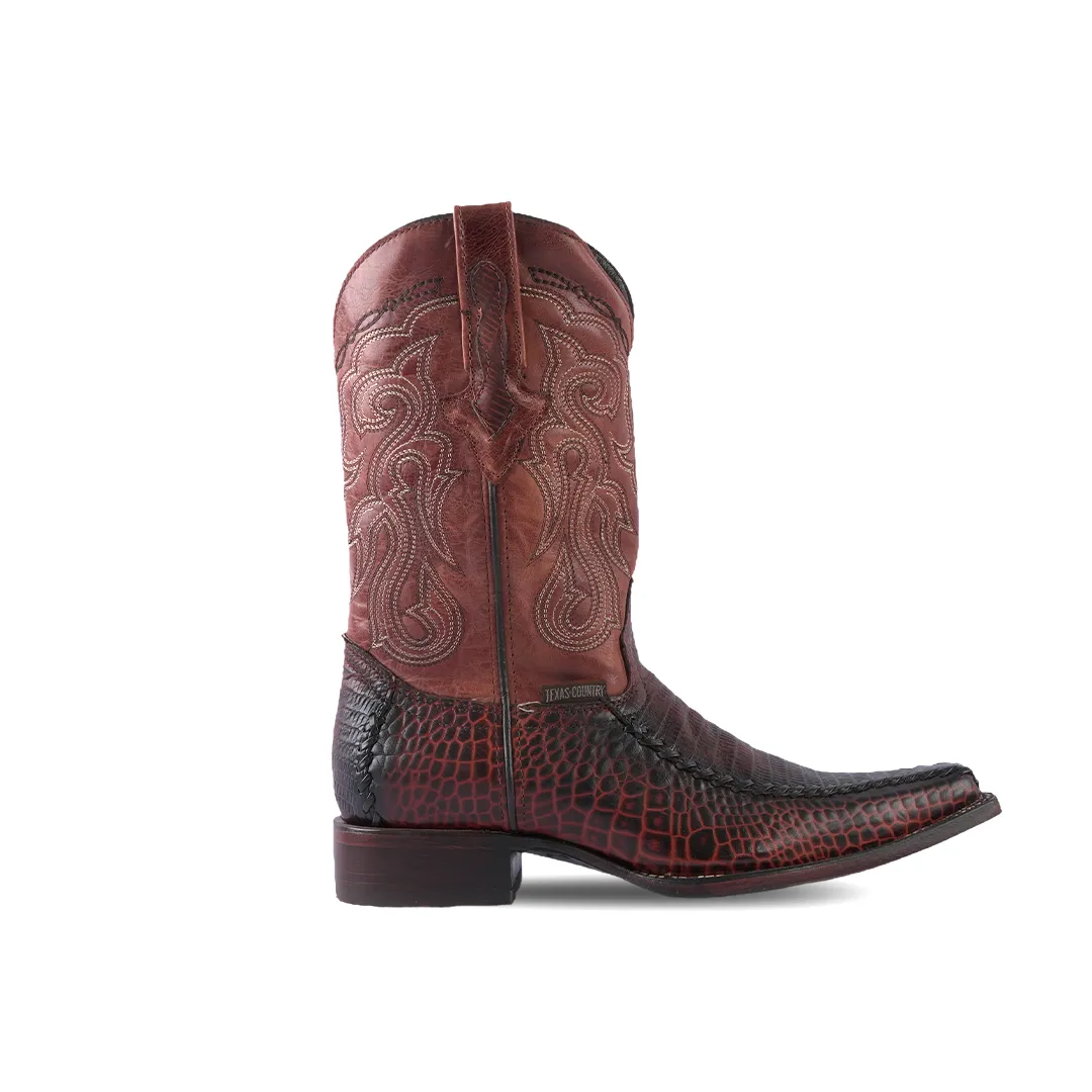 Texas Country Western Boot Lizard Cognac Manglar Versy Toe E201