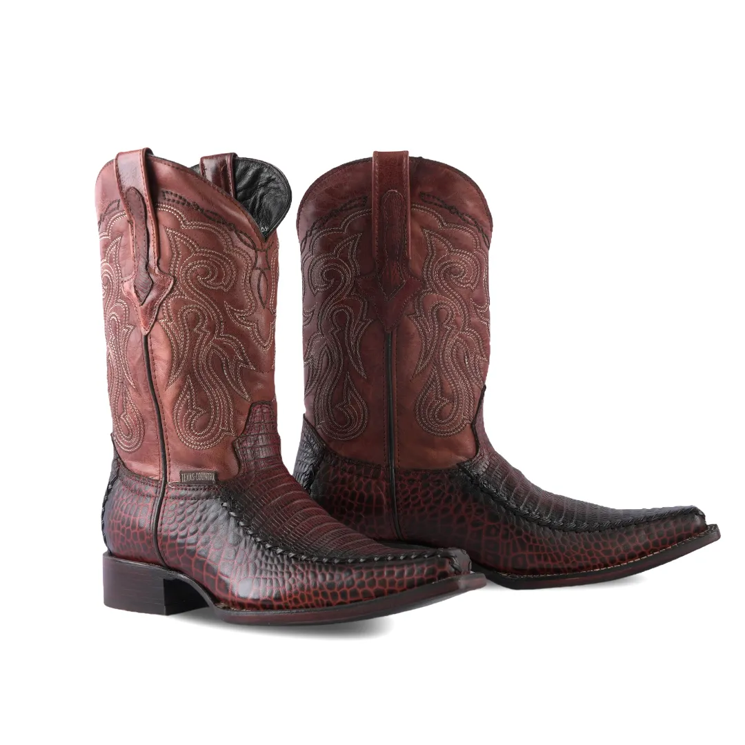 Texas Country Western Boot Lizard Cognac Manglar Versy Toe E201