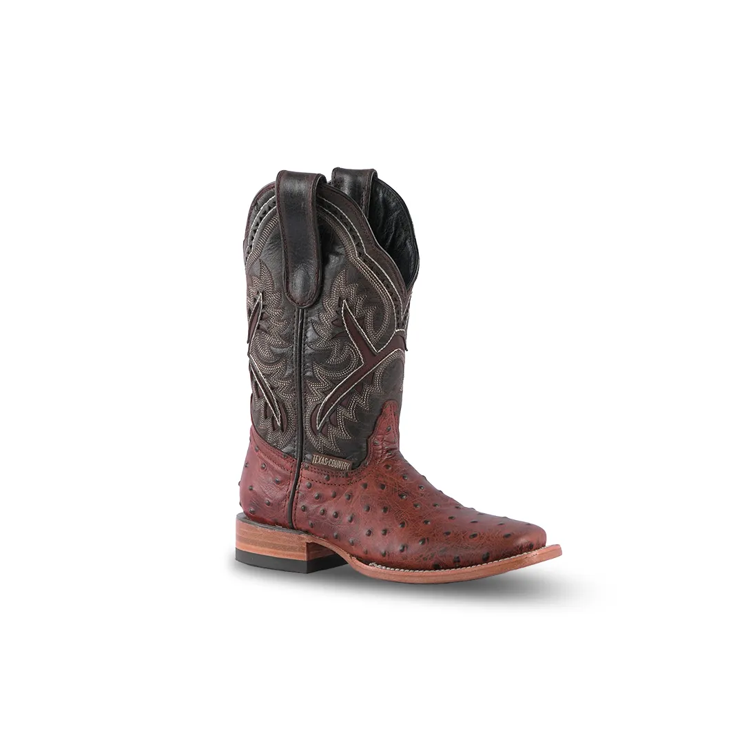 Texas Country Western Boot Ostrich Ranch Cognac E424