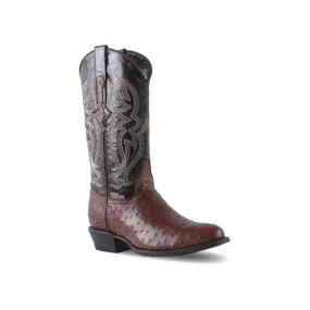 Texas Country  Western Boot Ostrich Ranch Munequeado Choco Round Toe E436