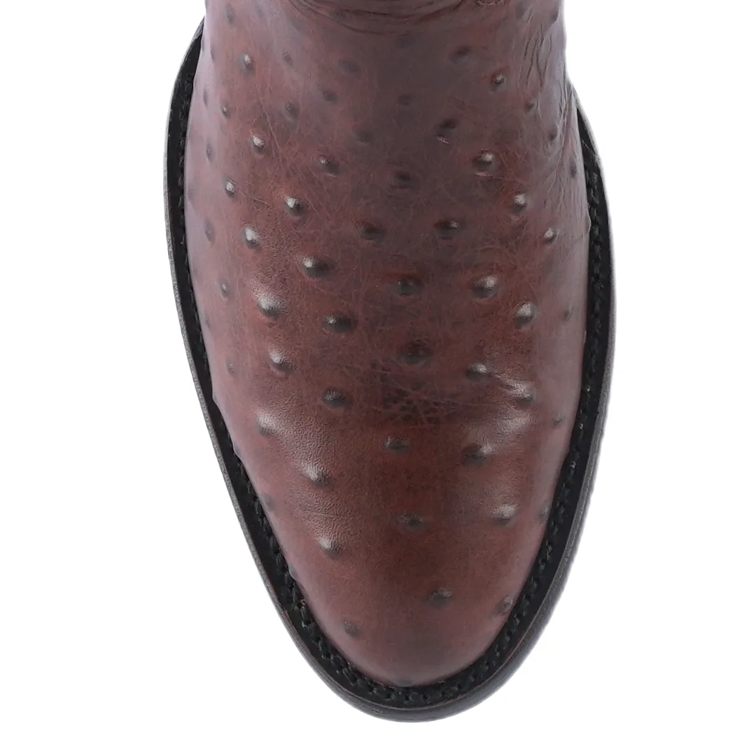 Texas Country  Western Boot Ostrich Ranch Munequeado Choco Round Toe E436