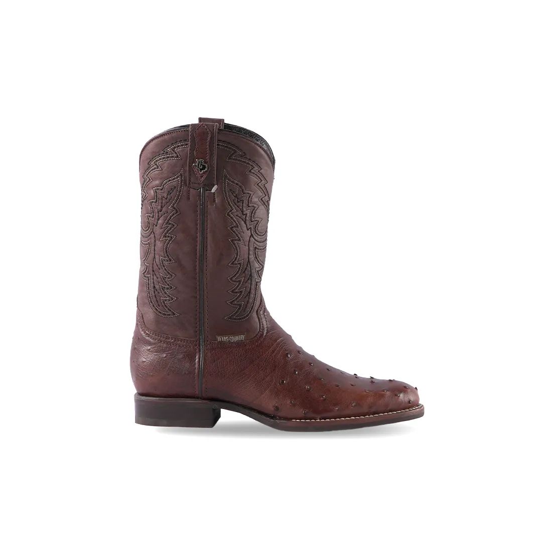 Texas Country Western Boot Ostrich Tabaco Tacoma E01