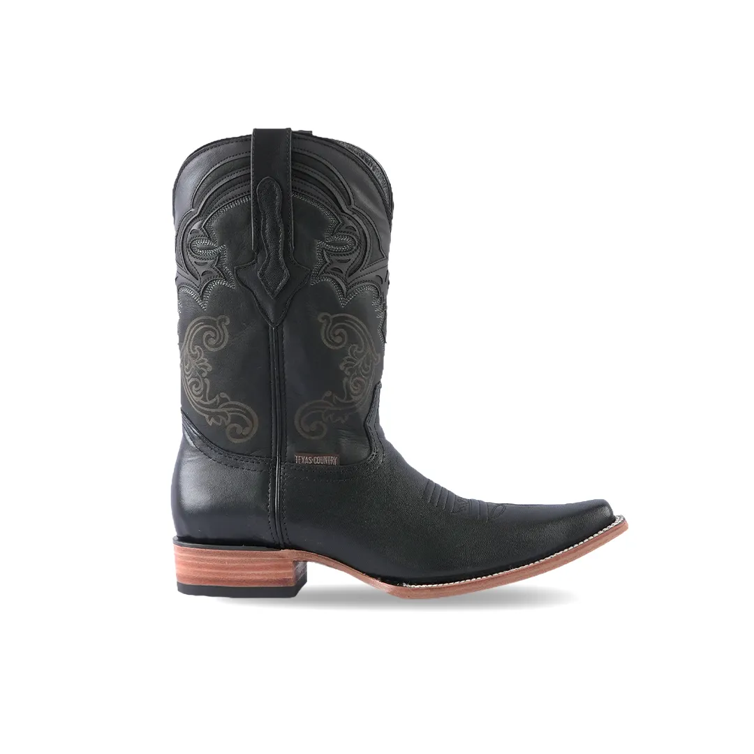 Texas Country Western Boot Rush Black Versy E905