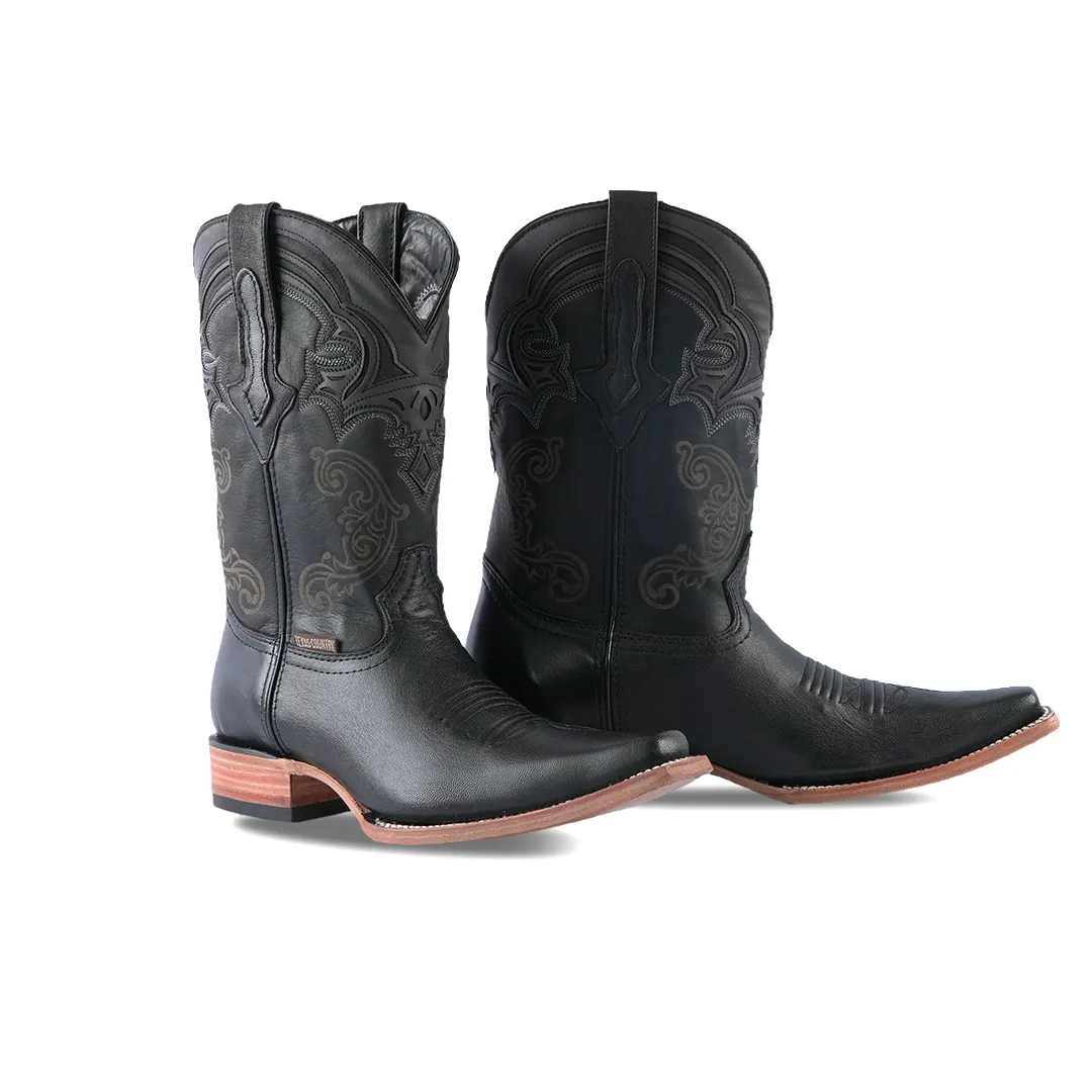 Texas Country Western Boot Rush Black Versy E905