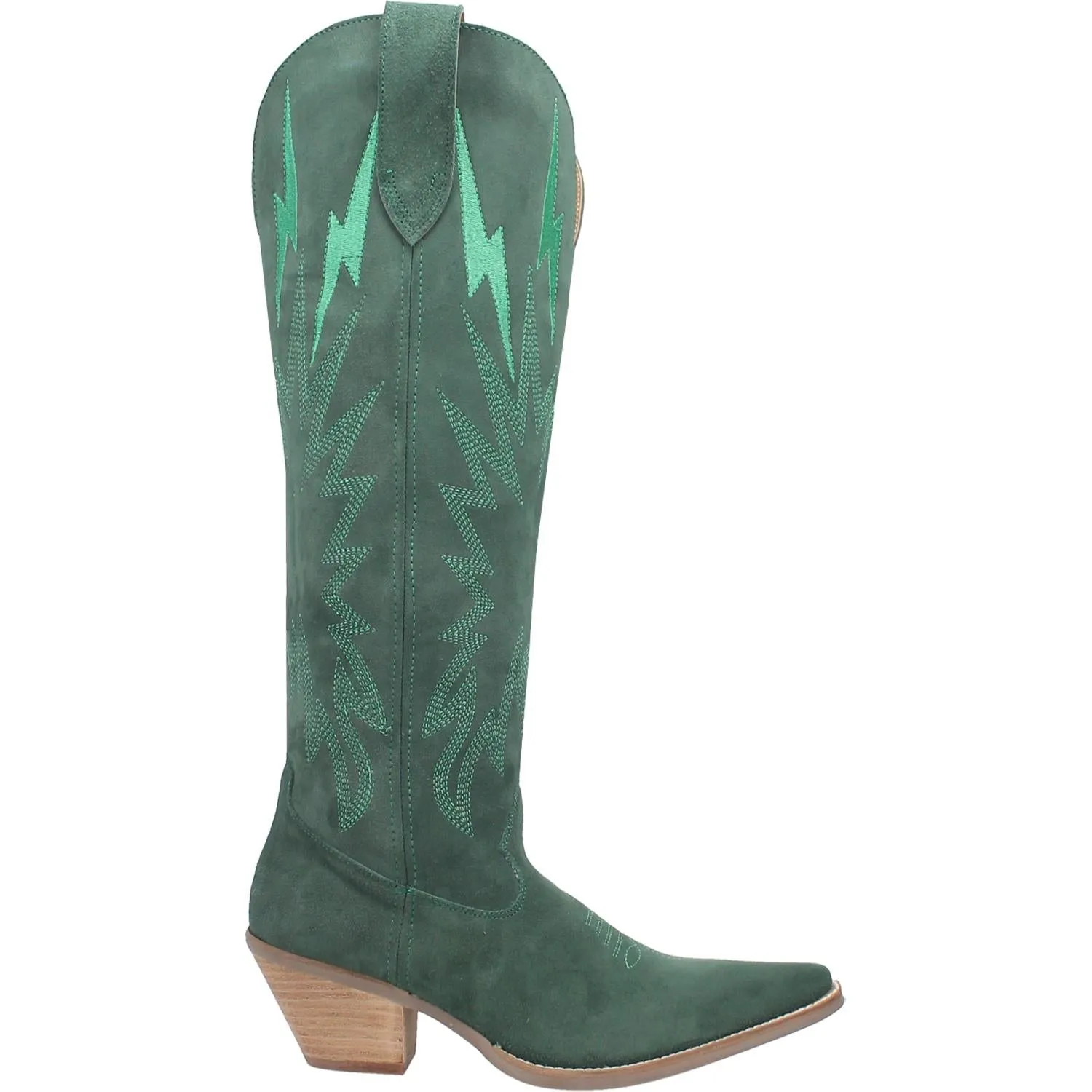 Thunder Road Green Suede Lightning Bolt Leather Boots (DS)