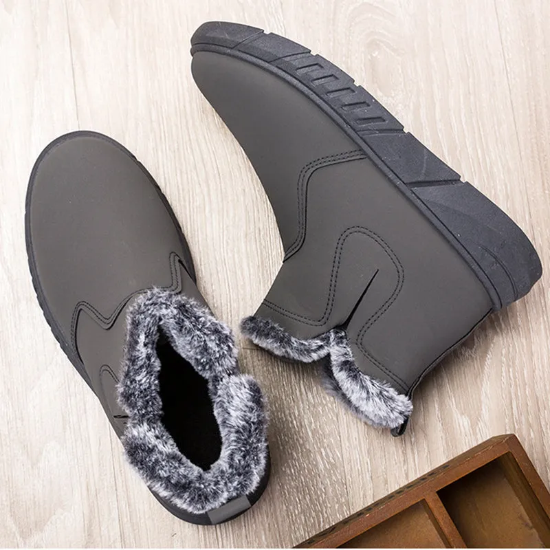 Winter Snow Boots Men Cutout Shoes