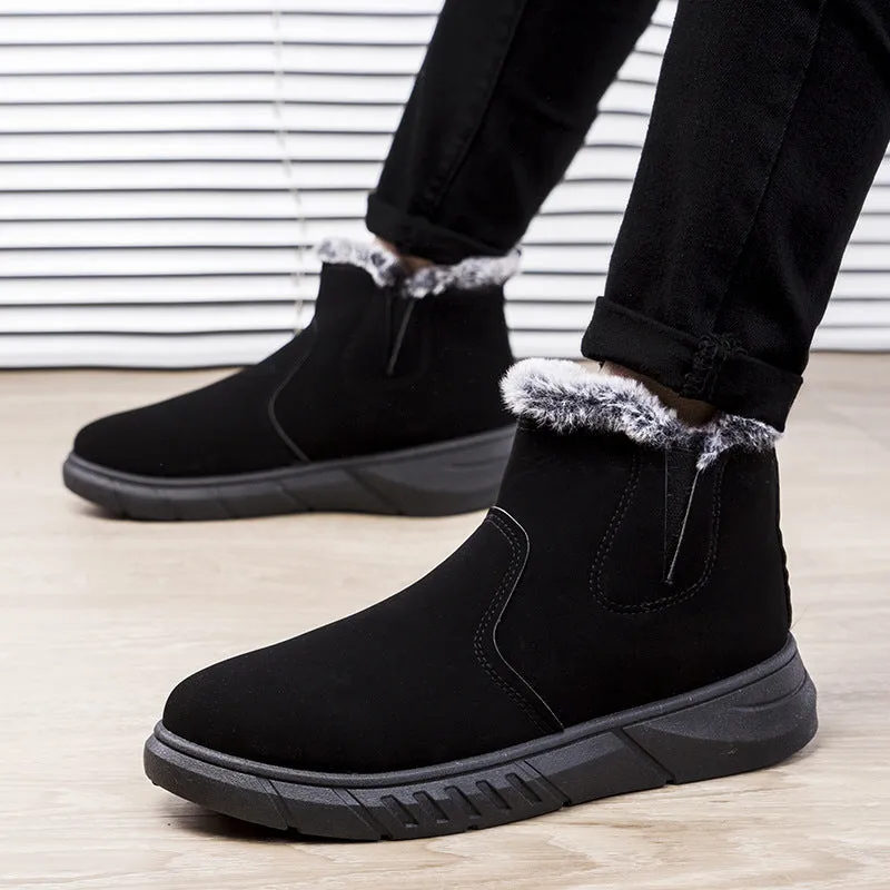 Winter Snow Boots Men Cutout Shoes