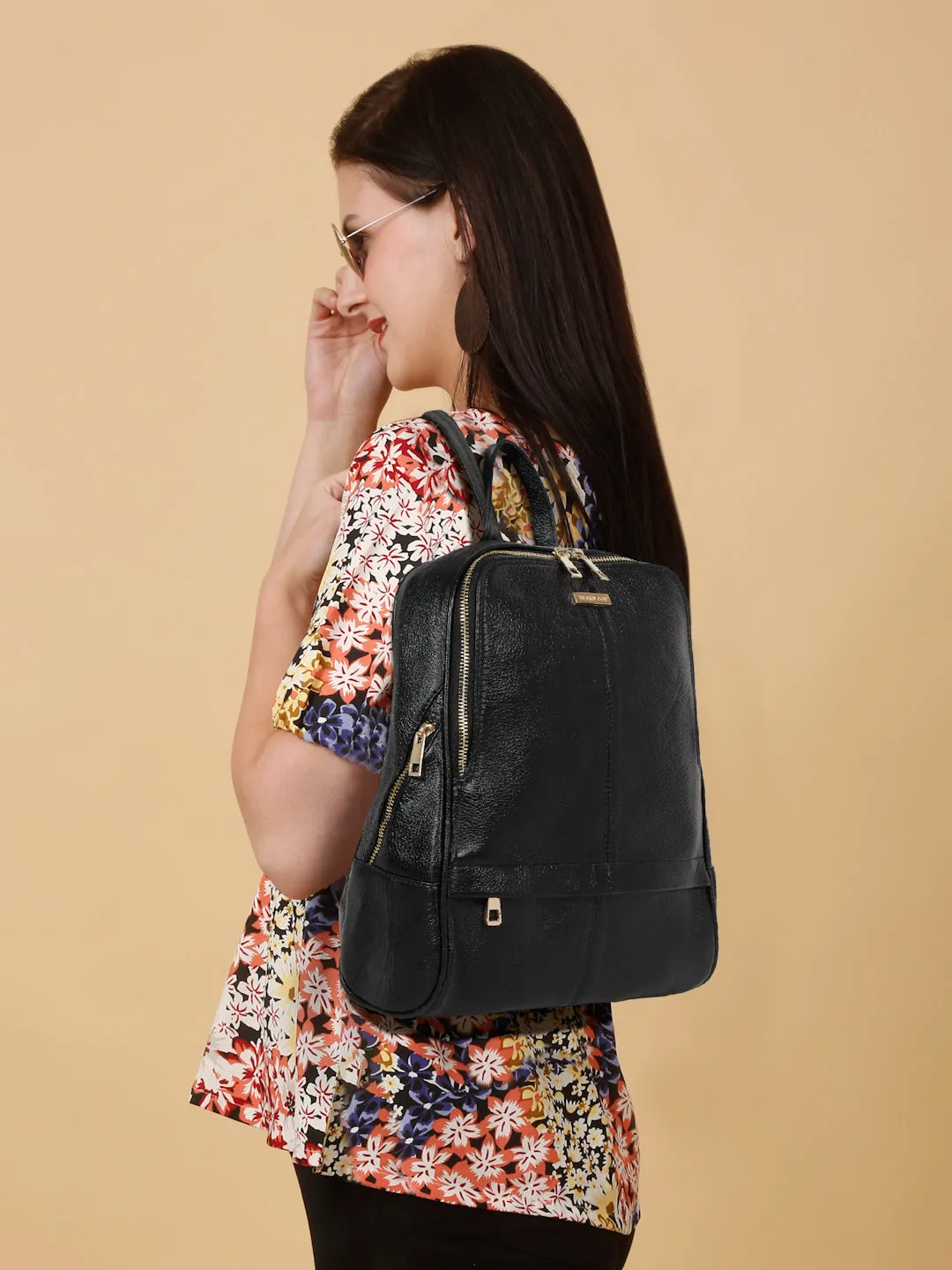 Women's Texture Leather Backpack