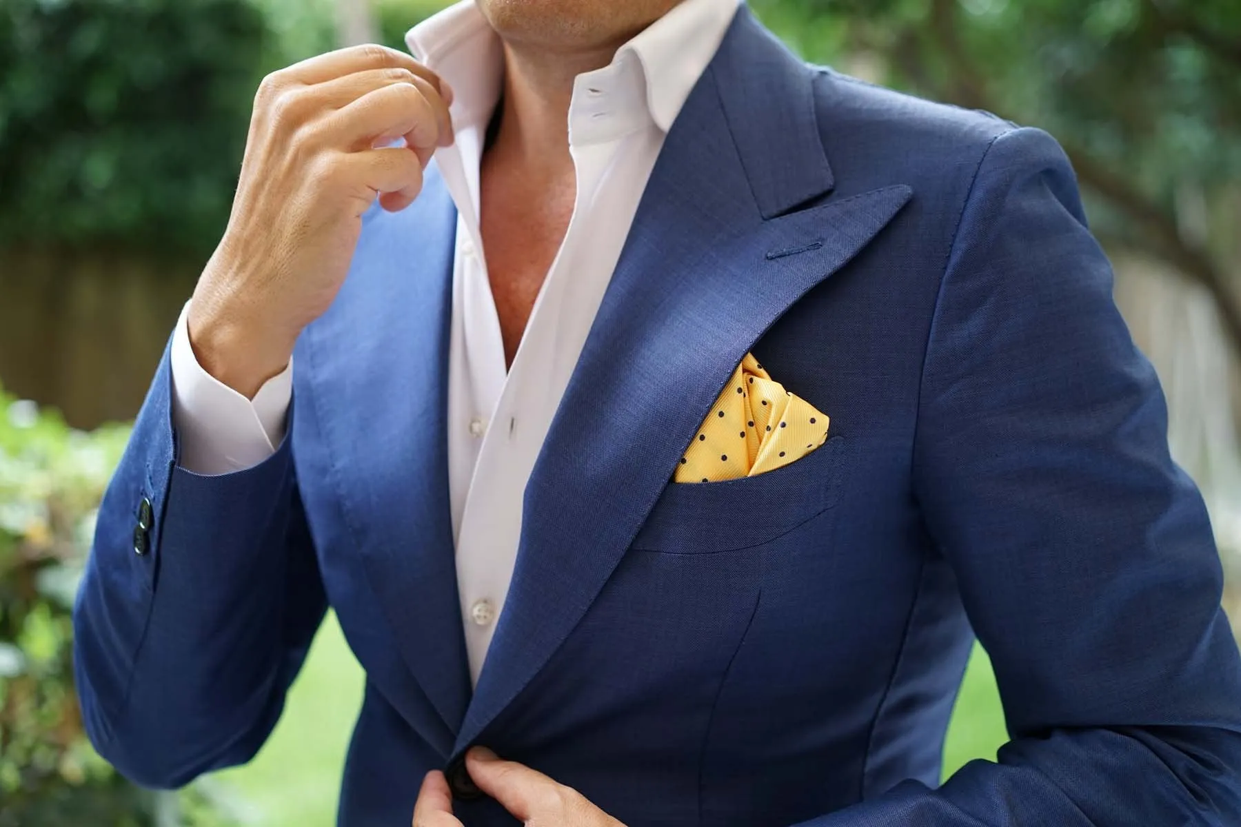 Yellow Pocket Square with Polka Dots