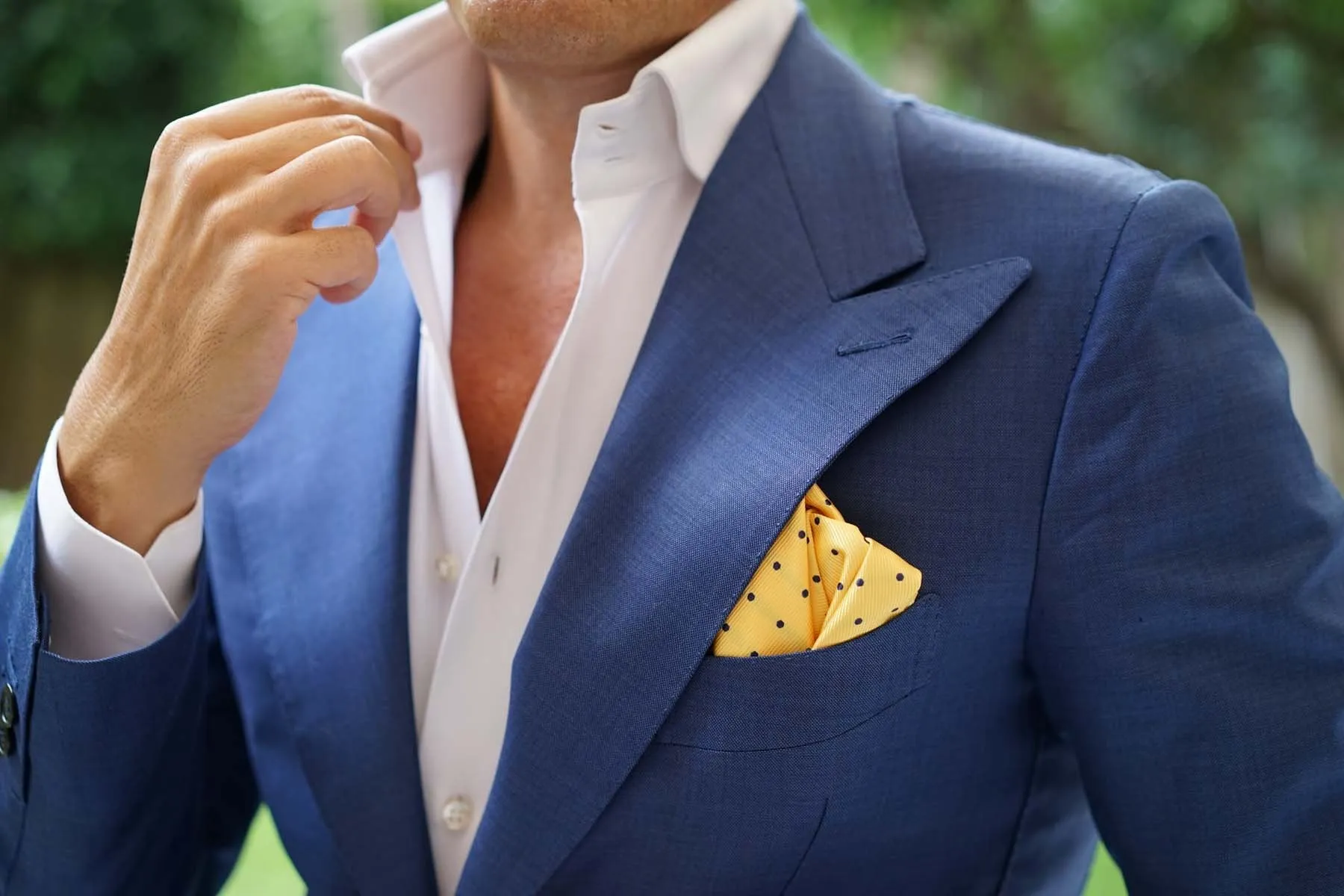 Yellow Pocket Square with Polka Dots