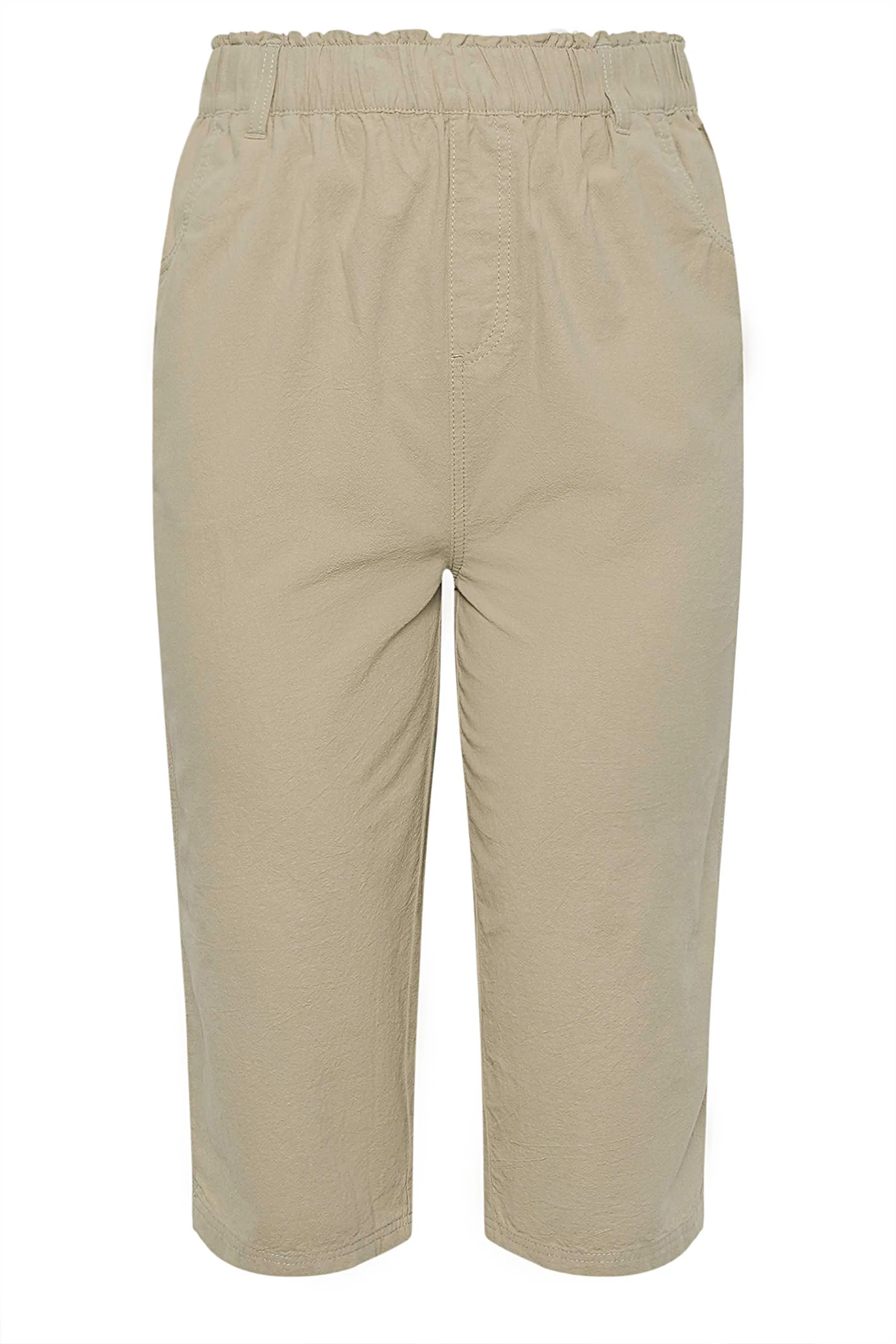 YOURS Curve Beige Brown Cool Cotton Cropped Trousers