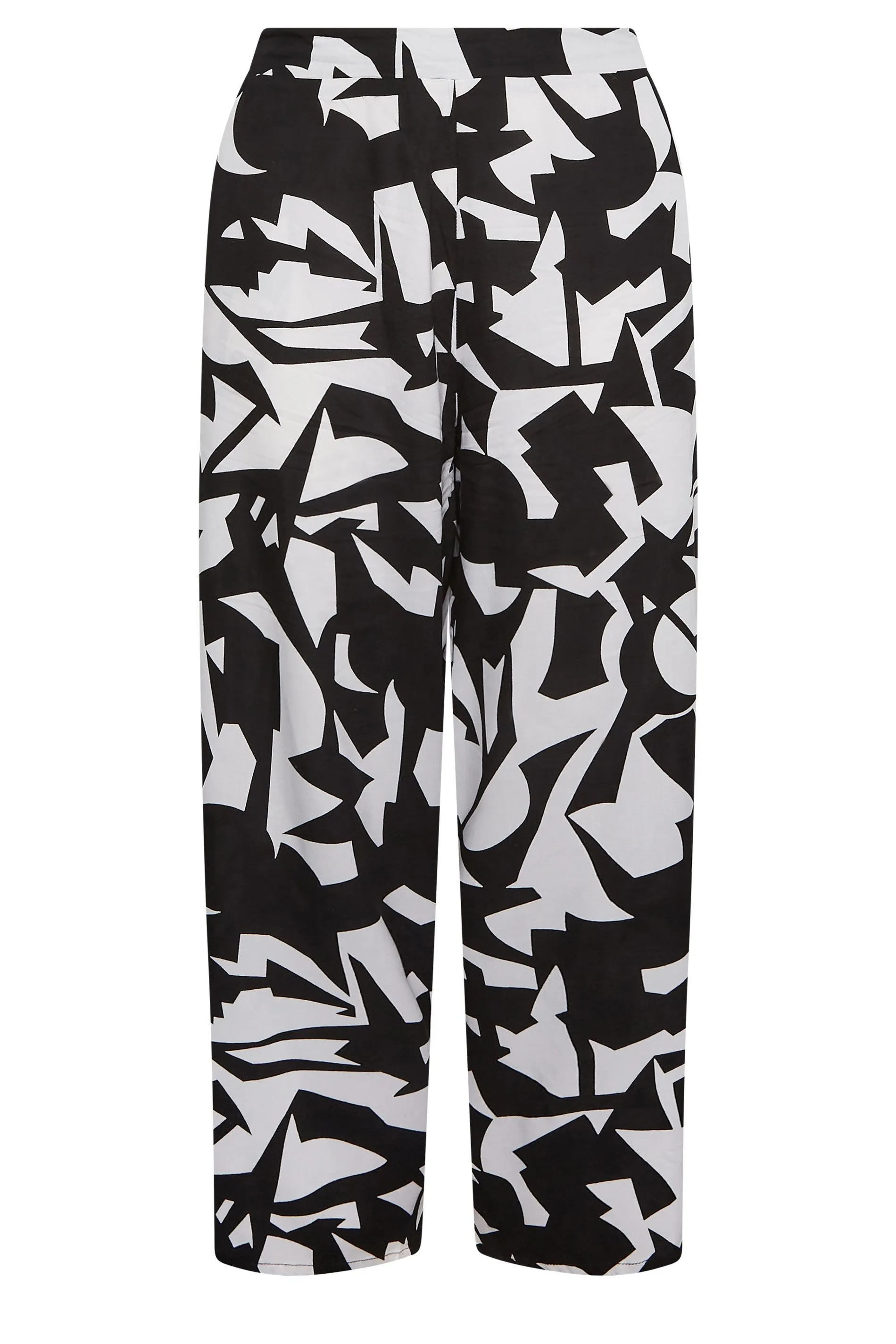 YOURS Curve Black Abstract Print Wide Leg Trousers