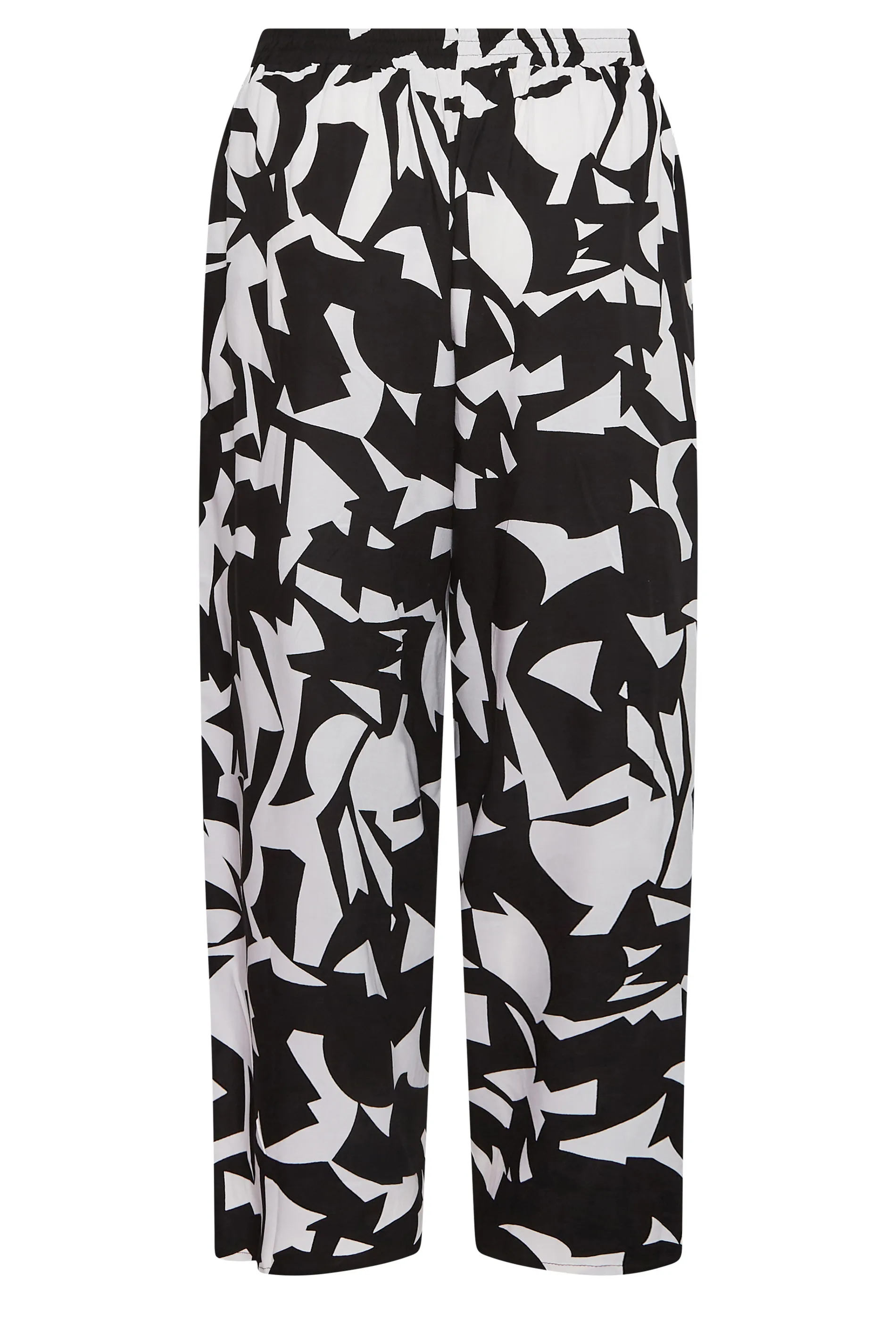 YOURS Curve Black Abstract Print Wide Leg Trousers