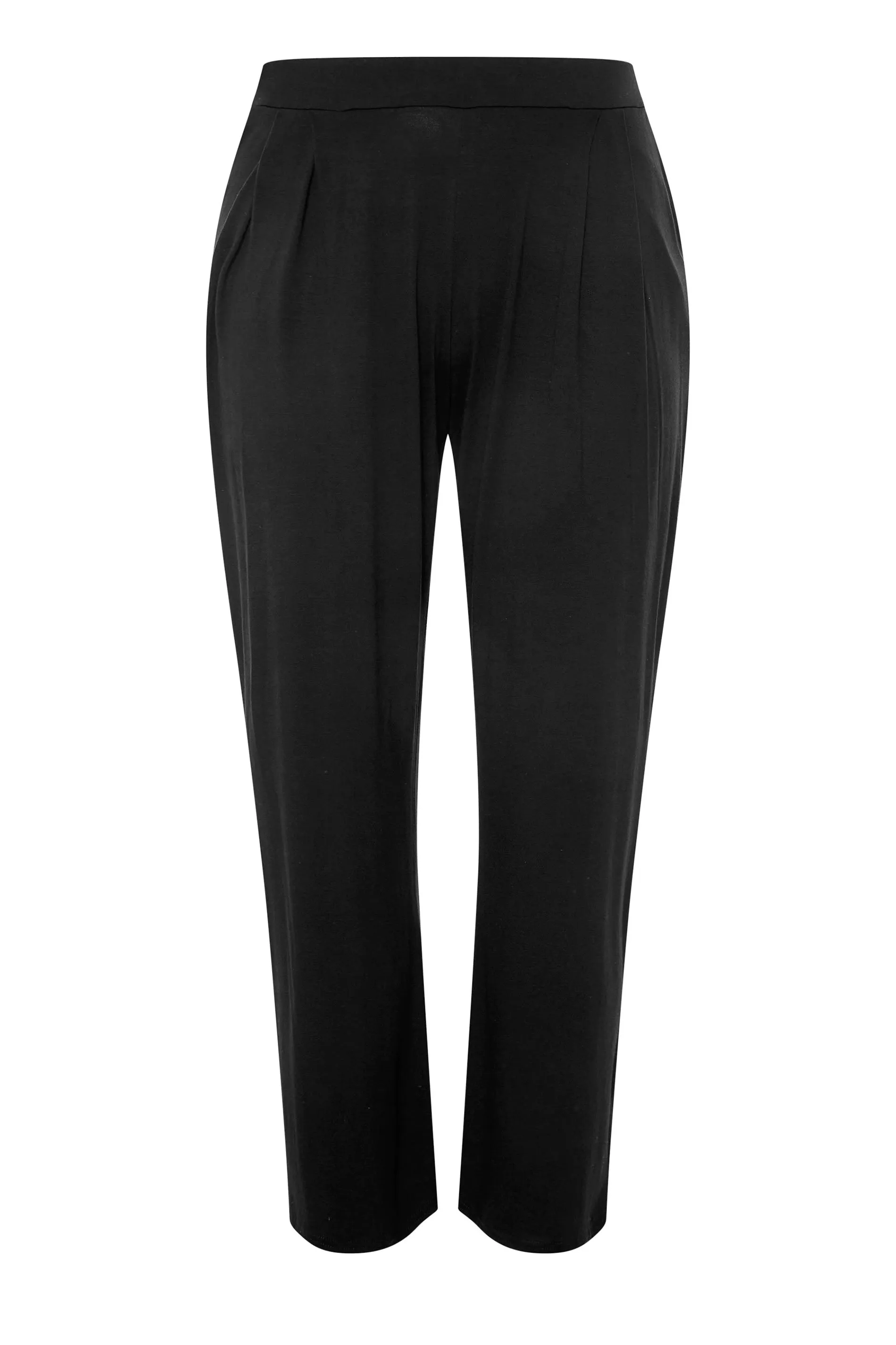 YOURS Curve Black Pleated Wide Leg Stretch Trousers